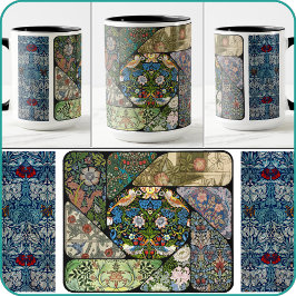 Caneca MUG - Colagem + 2 imagens laterais: William Morris