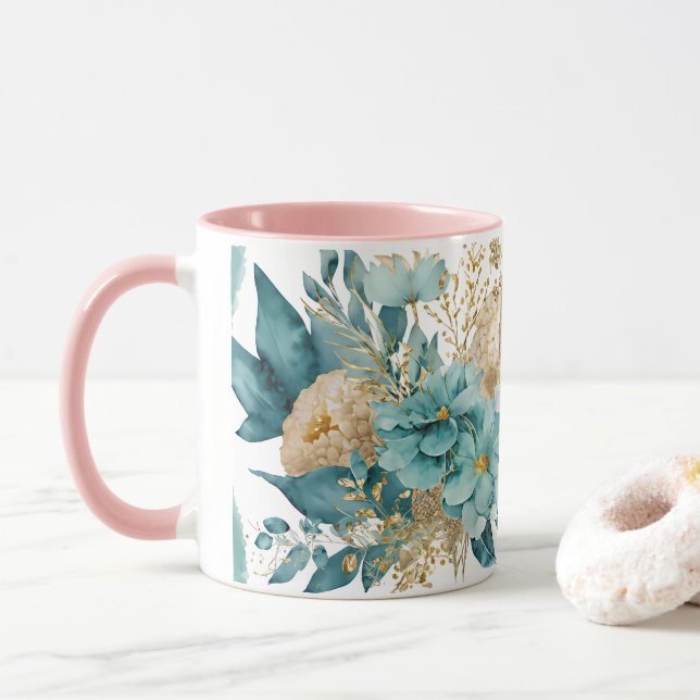 Caneca Mug com flores (Com Donut)