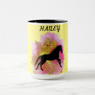 CANECA MUG COMBO PERSONALIZADO DE CAVALO PRETO ESPUMANTE