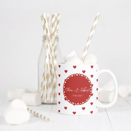 Caneca Mug de Amor Personalizado - Corações, Nomes e Data