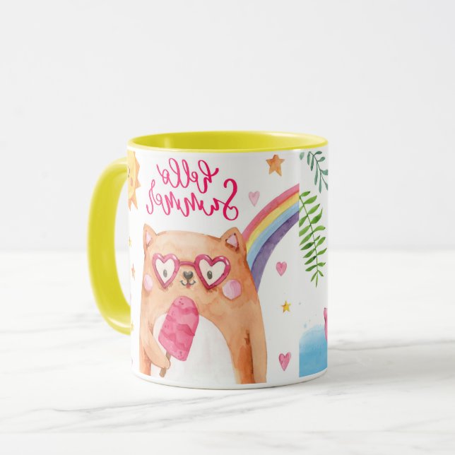 Caneca Mug De Animais De Verão (Frente Esquerda)