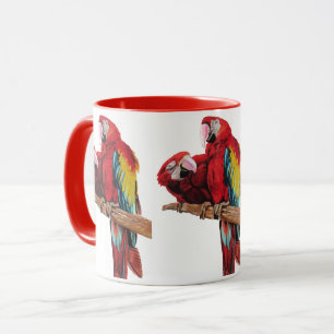 Caneca Mug de Aquarela Red Macaw