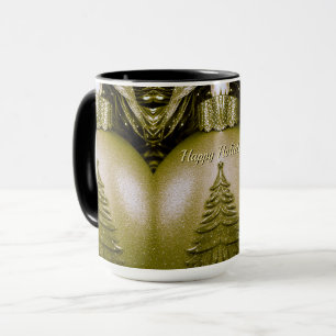 Caneca Mug de Árvore de Natal de Férias Douradas