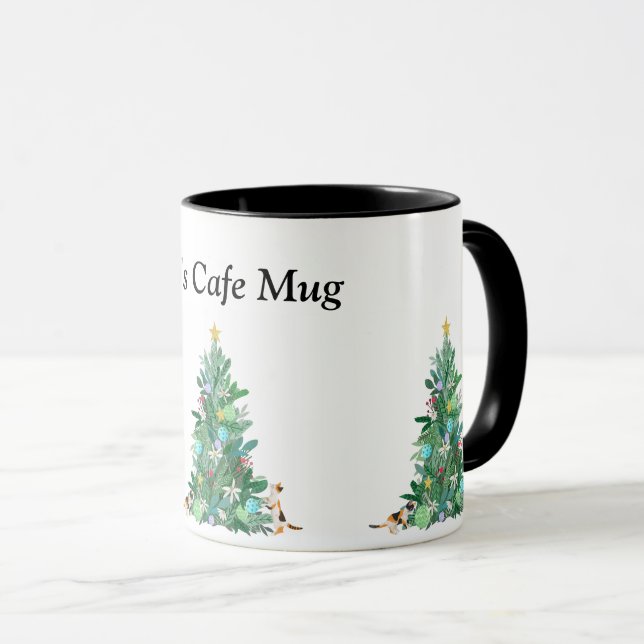 Caneca Mug de Árvore de Natal Festiva (Frente Esquerda)