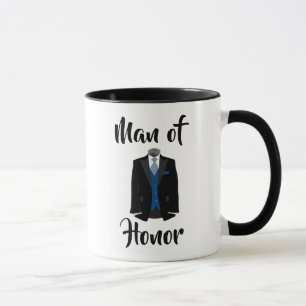 Caneca Mug de Café Azul de Honra Tuxedo Casado