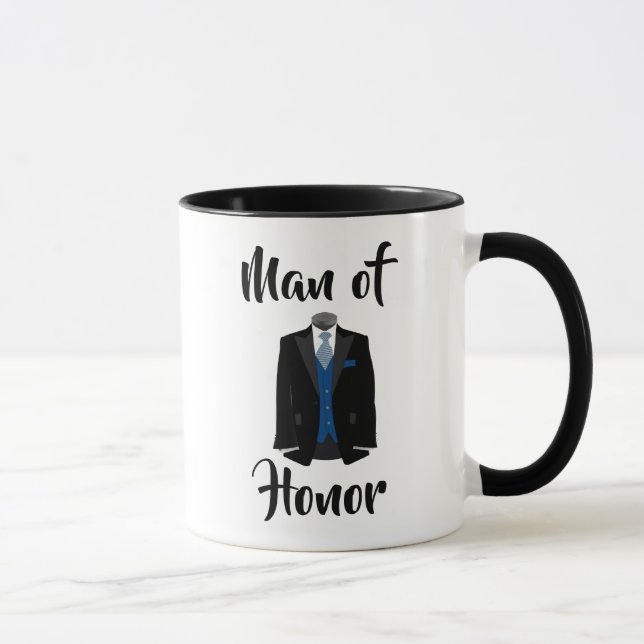 Caneca Mug de Café Azul de Honra Tuxedo Casado (Direita)