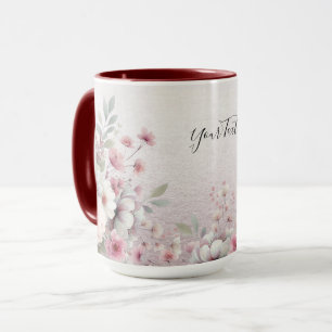 Caneca Mug De Café Branco Rosa Moderno