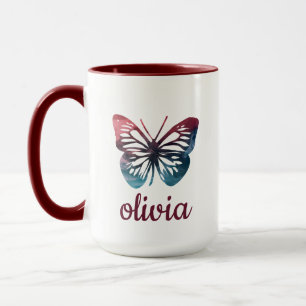 Caneca Mug de café com borboleta azul personalizada