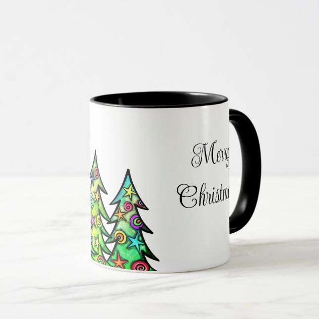 Caneca Mug de café das Árvores de Férias (Frente Esquerda)