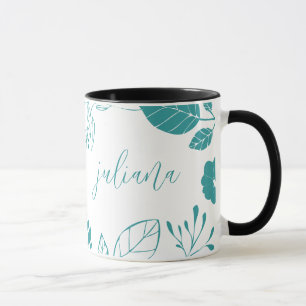 Caneca Mug De Café: Design De Tinta Intravenosa Floral