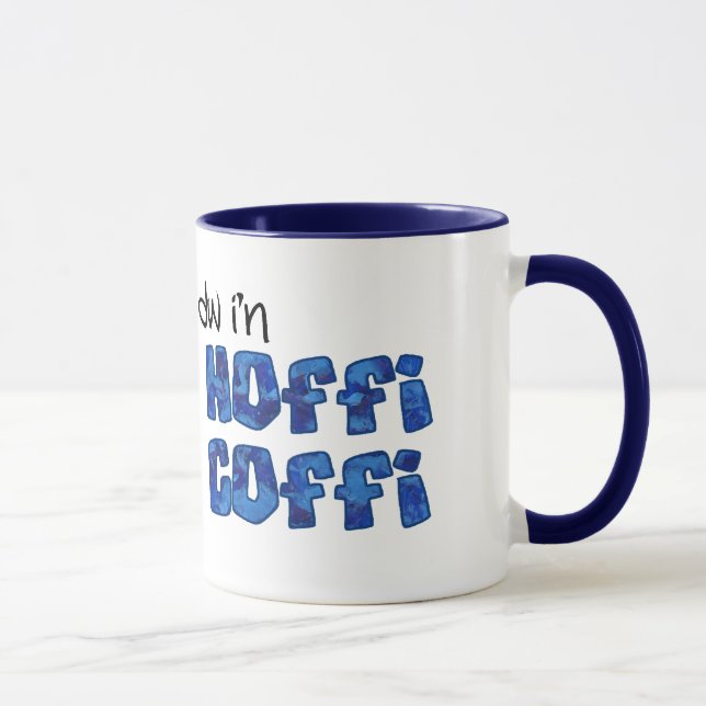 Caneca Mug de café galês: Hoffi Coffi, Efeito Azul Marmor (Direita)