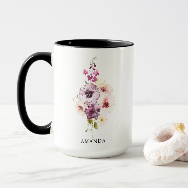 Caneca Mug De Café Personalizado Elegante - Aquarela (Com Donut)
