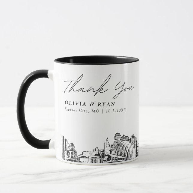 Caneca Mug de Café Personalizado Mínimo de Casamento de K (Esquerda)