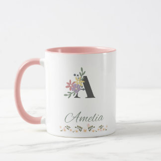 Caneca Mug de café verde-rosa elegante de Amelia