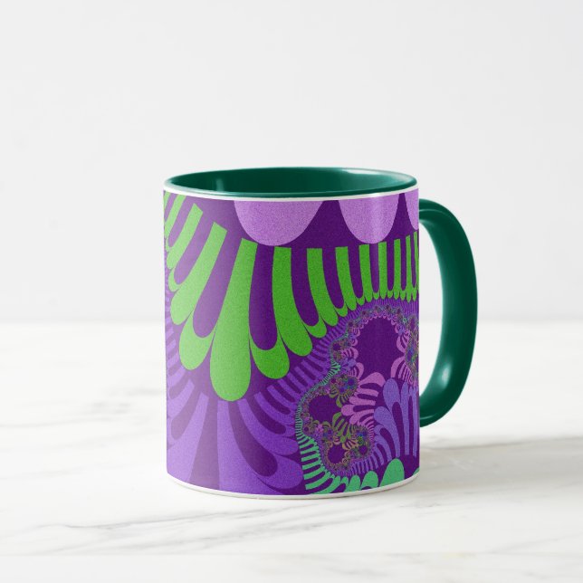 Caneca Mug de café verde roxo personalizado (Frente Esquerda)