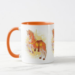 Caneca Mug de Cavalo Carrossel Laranja