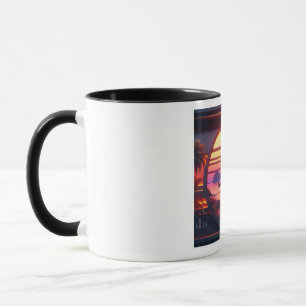 Caneca Mug de designer futurista do rádio ao vivo na cost