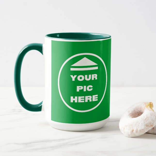 Caneca Mug de dois tons - Adicionar imagem verde de caça  (Com Donut)
