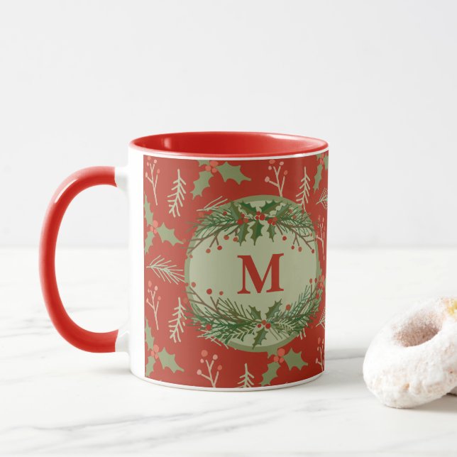 Caneca Mug de Feriado Monograma (Com Donut)