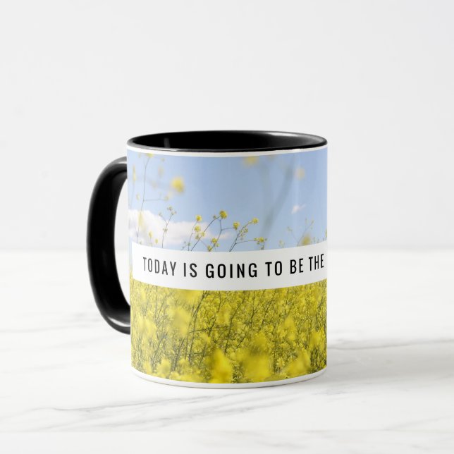 Caneca Mug de Flor Amarelo Motivacional (Frente Esquerda)