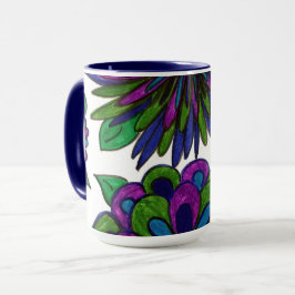 Caneca Mug de Flor Azul Magenta