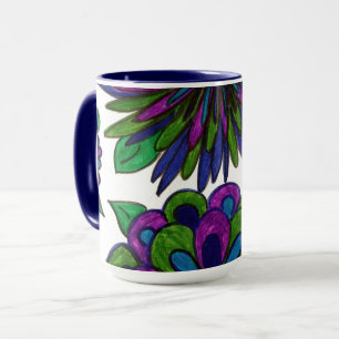 Caneca Mug de Flor Azul Magenta