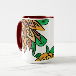 Caneca Mug de Flor Castanho