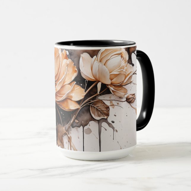 Caneca Mug de flor de aquarela elegante (Frente Esquerda)