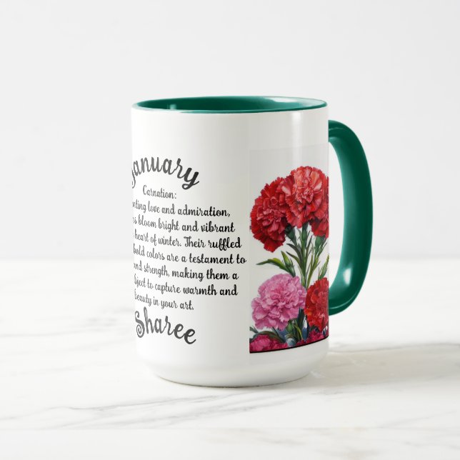 Caneca Mug de Flor Personalizado de Janeiro (Frente Esquerda)