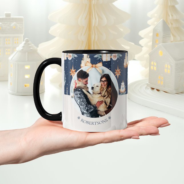 Caneca Mug de Foto de Natal Personalizado com Nome da Fam (Criador carregado)