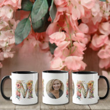 Mug de foto personalizada de flor de Dia de as mãe