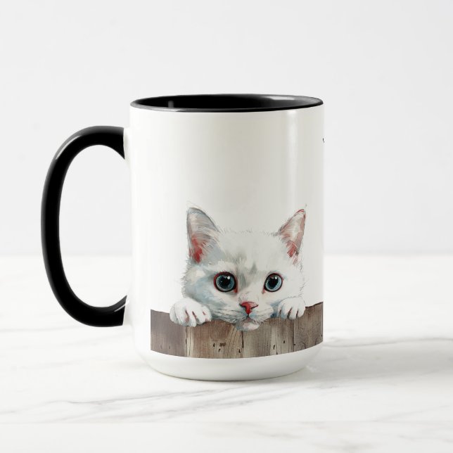 Caneca Mug de Gato Branco Russo (Esquerda)