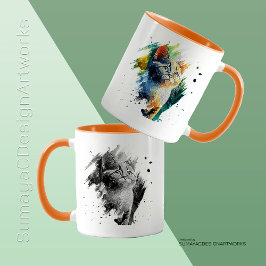 Caneca Mug de Gato de Pintura Colorida personalizável