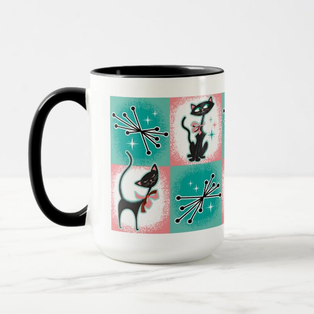 Caneca Mug de Gatos Pretos Modernos do Século médio (Esquerda)