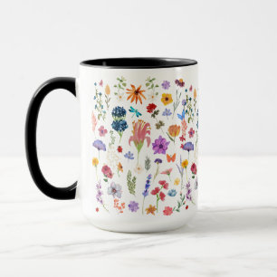 Caneca Mug de jardim da vovó com flores personalizadas
