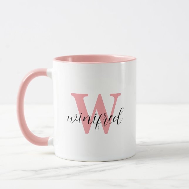 Caneca Mug de Monograma Rosa Personalizado em Camada Mode (Esquerda)
