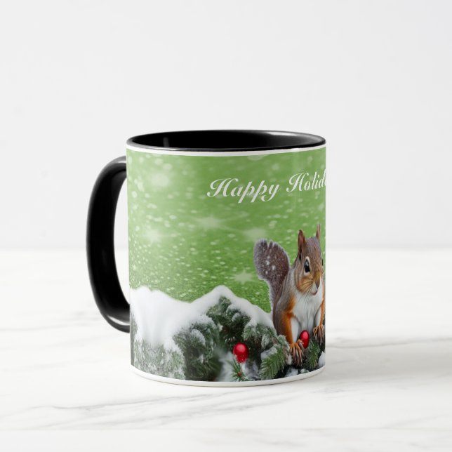 Caneca Mug de Natal de Esquilo (Frente Esquerda)