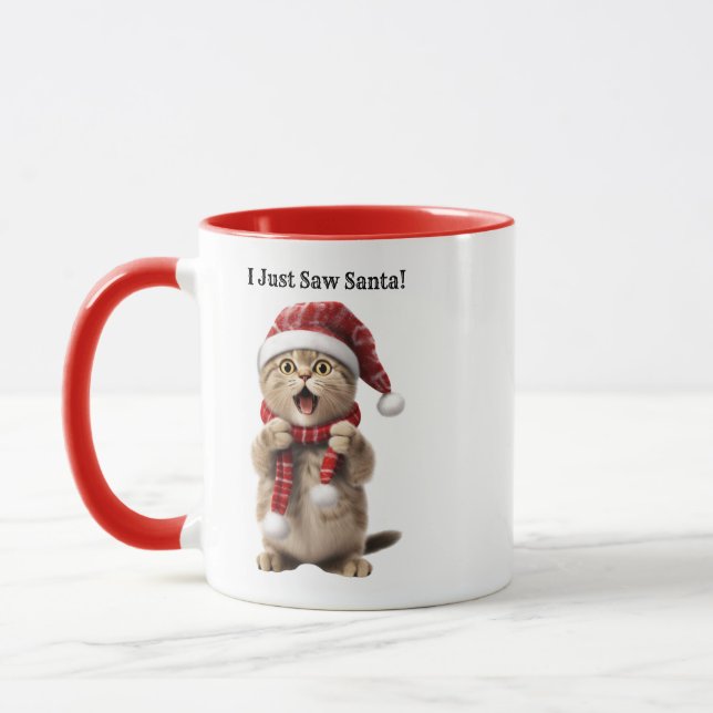 Caneca Mug de Natal de Gato Fofo Personalizado (Esquerda)