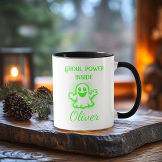 Caneca Mug de Neon Halloween Personalizado - Design de Fa
