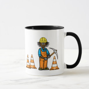Caneca Mug de Nome do Trabalhador de Construção Negra