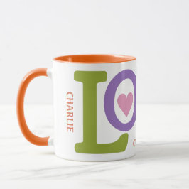 Caneca Mug de nome personalizado do Amor Colorido