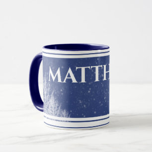 Caneca Mug de Nome Personalizado Rustic Blue