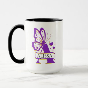 Caneca Mug de nome personalizado, Taça de borboleta perso