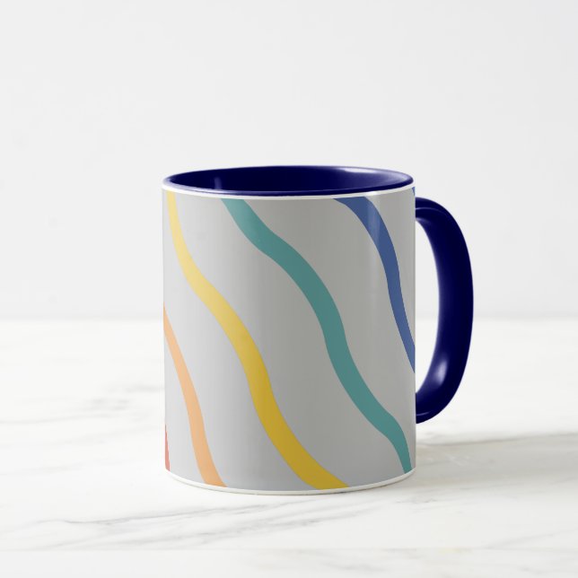 Caneca Mug de Padrão de Onda Colorida Moderna (Frente Esquerda)