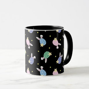Caneca Mug de padrão de ovo de Páscoa preto e pastel