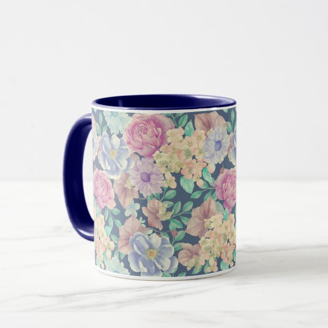 Caneca Mug de Padrão Floral Feminina (Frente Esquerda)