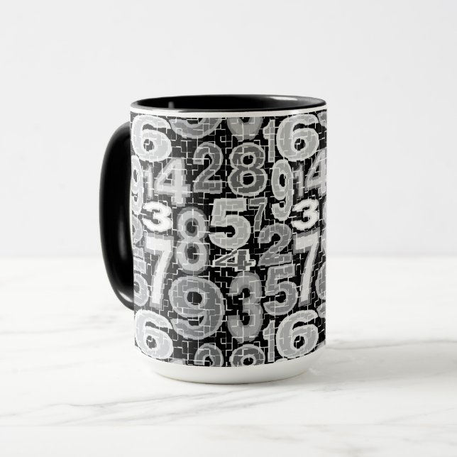 Caneca Mug de padrão numérico (Frente Esquerda)