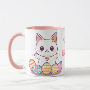 Caneca Mug de Páscoa de Gato Kawaii - Gato de Pastel Ador