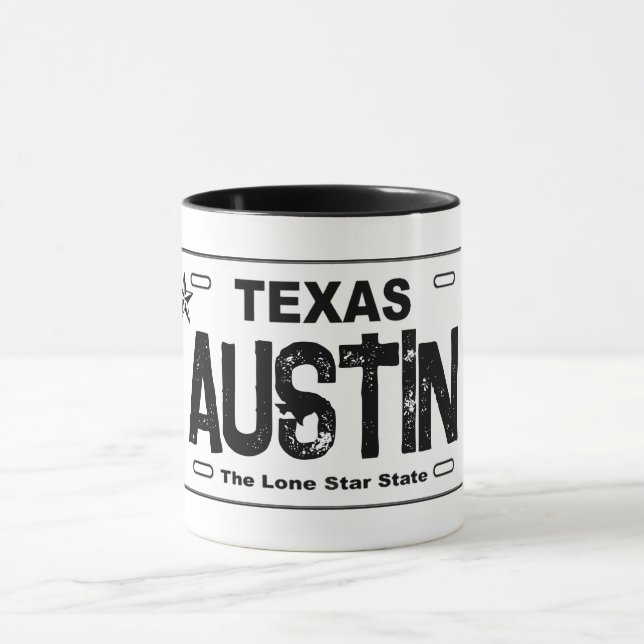 Caneca Mug de placa branca de Austin Texas (Centro)