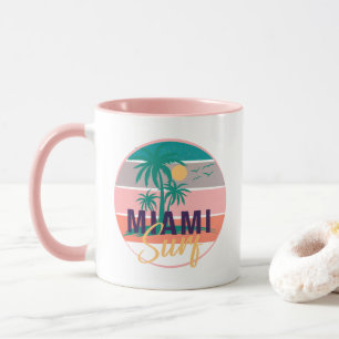 Caneca mug de praia de miami, paraíso surfatório